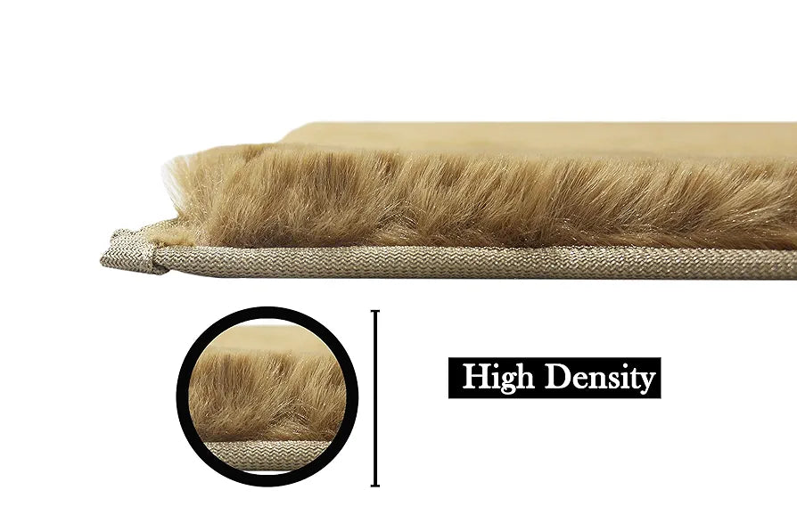 Luxe Home International Rabbit Fur Rectangular Mat Soft Anti Slip Skid Ruffle Mats 60X90 Cm  Rug Colour Cream