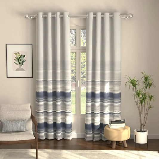 Urban Space Digital Printed Blackout Curtains for Door Bedroom Room Darkening Blackout Kids Decorative Curtains Coastal Tides Navy