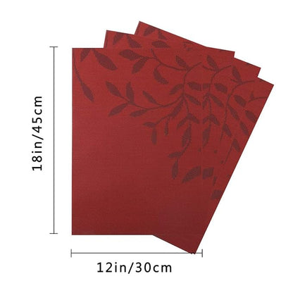 Leeonz PVC Reversible Vinyl Washable Table Mats for Dining Table Set of 8 Placemats Red PLC03-B