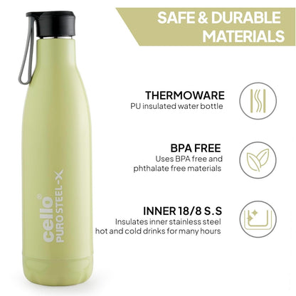 Cello Puro Steel X Neo 900 Insulated Water Bottle 720ml Inner Steel Outer Plastic