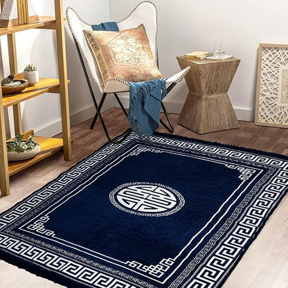 BSB Home Designer Superfine Chenille Carpet Velvet Carpet Area Rug Durries with Fine Gold Yarn for Living Room
