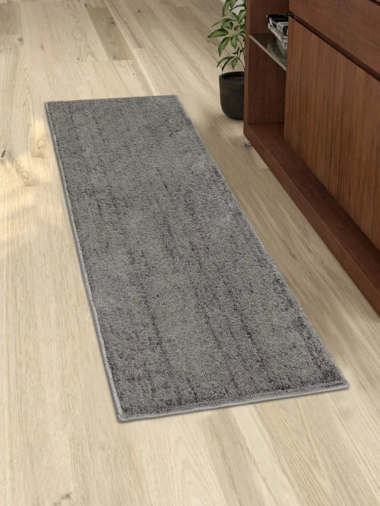 Saral Home Solid Neo Shaggy Yarn Durable & Washable Multipurpose Runner Colour Dark Grey