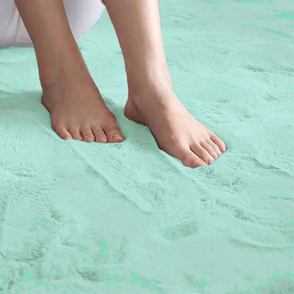 Luxe Home International Rectangular Bath Mat Super Soft Anti Skid Rabbit Fur Mats 40X60 Cm Colour Lime