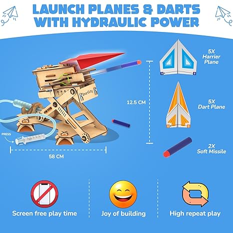 Smartivity 2in1 Hydraulic Aeroplane & Dart Launcher Toy for Kids 6-14 Years Old Birthday Gifts