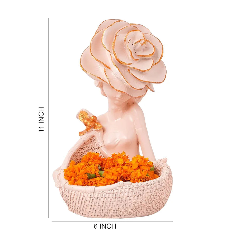 Zart Lady with Basket Showpiece for Home Decor & Office Decor Showpiece