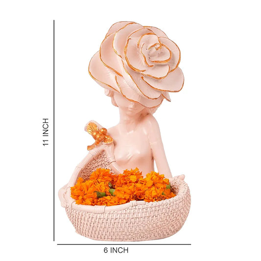 Zart Lady with Basket Showpiece for Home Decor & Office Decor Showpiece