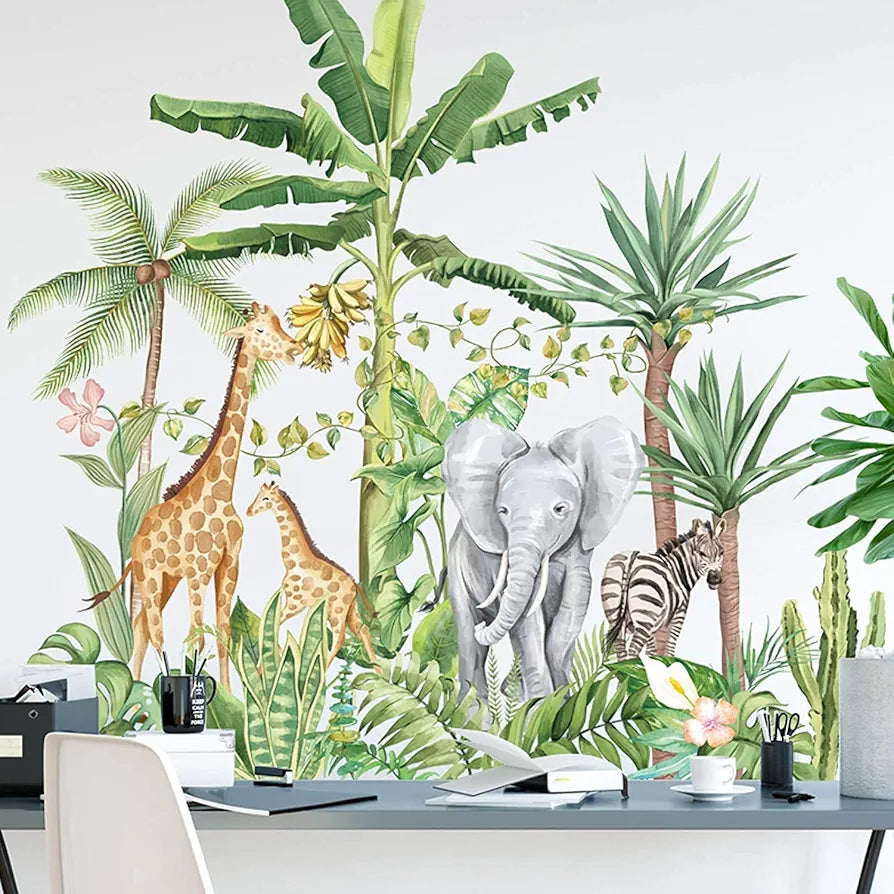 Jaamso Royals Cartoon Animals Pvc Vinyl Self Adhesive Wall Sticker for Home Decor