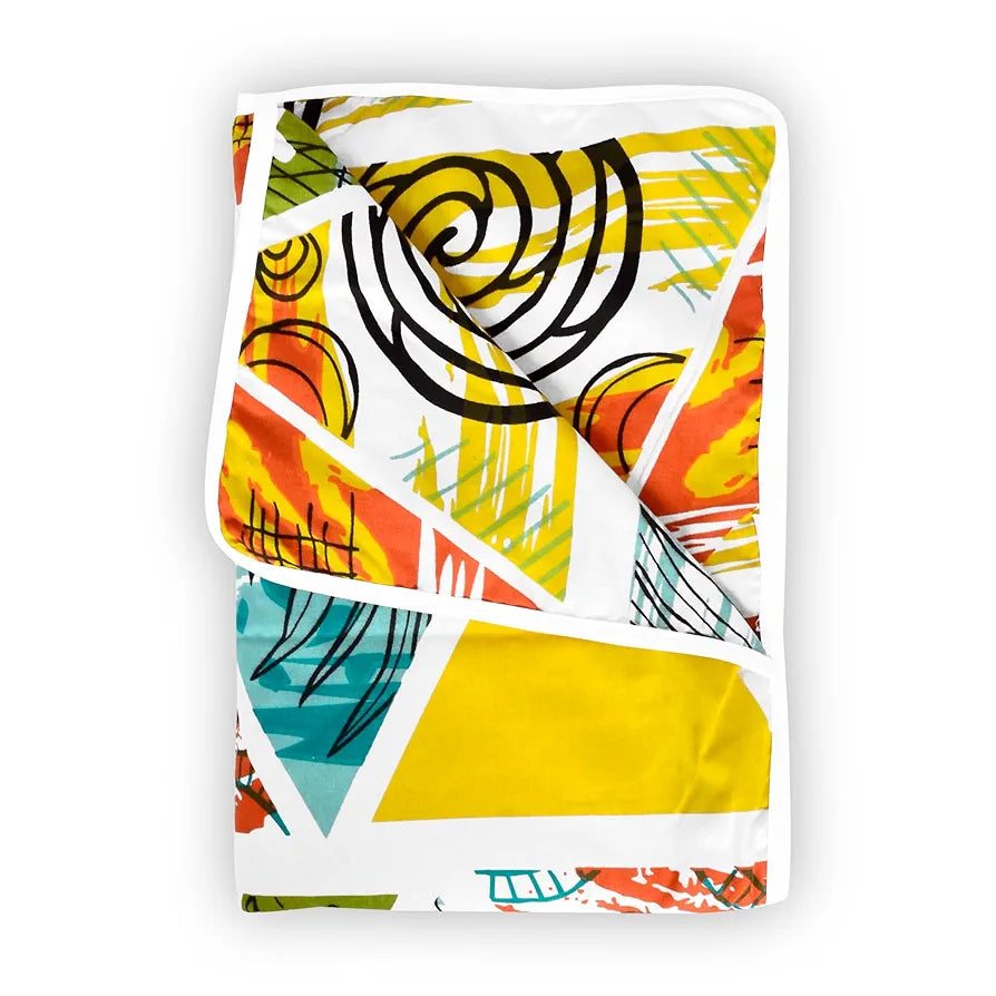 Divine Casa Cotton Geometric Print 120 GSM New Born All Season Ultrasoft Single Baby Blanket for Babies Lime Peach