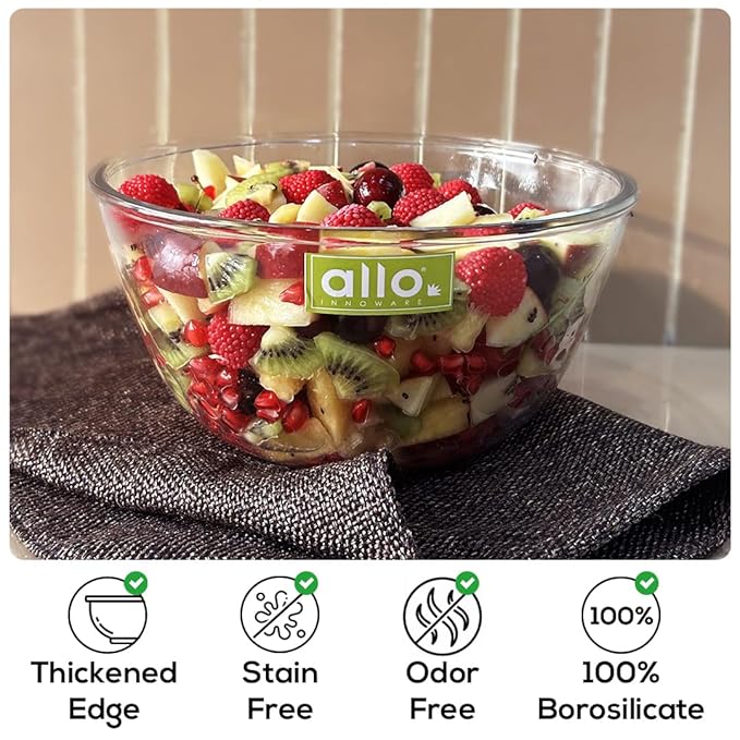Allo Food Safe Borosilicate Glass Mixing & Serving Bowls for Kitchen Safe Bowl 2700 ml