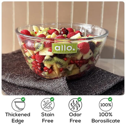 Allo Food Safe Borosilicate Glass Mixing & Serving Bowls for Kitchen Safe Bowl 2700 ml