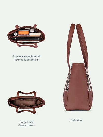Zouk Vegan Leather Maya Multitasker Tote Bag With Detachable Laptop Sleeve