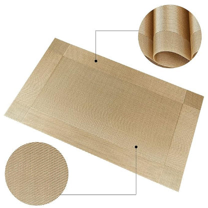 P-Plus International Placemats Set of 6 Dining Table Place Mats Placemats Table Mat (Gold)