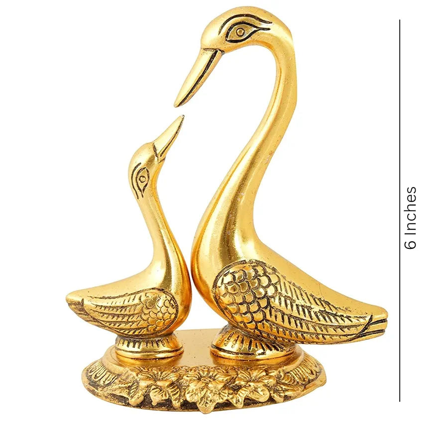 Webelkart Metal Kissing Duck Showpiece for Home and Office Decor