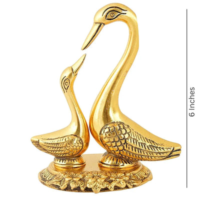 Webelkart Metal Kissing Duck Showpiece for Home and Office Decor