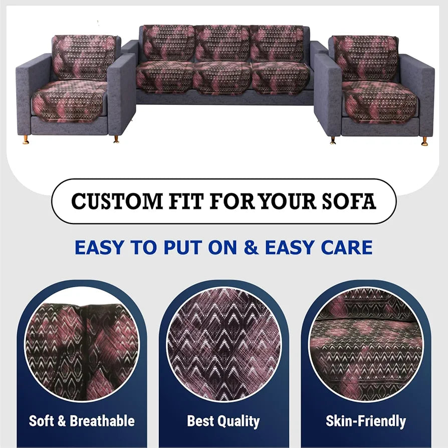 Kuber Industries 5-Seater Sofa Cover for Home Decor Shaded Venus Sofa Cover Set Brown