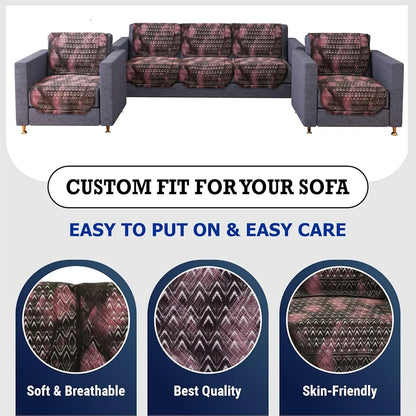 Kuber Industries 5-Seater Sofa Cover for Home Decor Shaded Venus Sofa Cover Set Brown