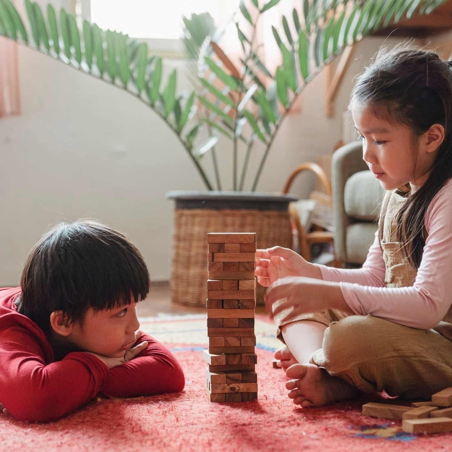 Kids Mandi Wooden Blocks 54 Pieces Stacking Game and Tumbling Building Block