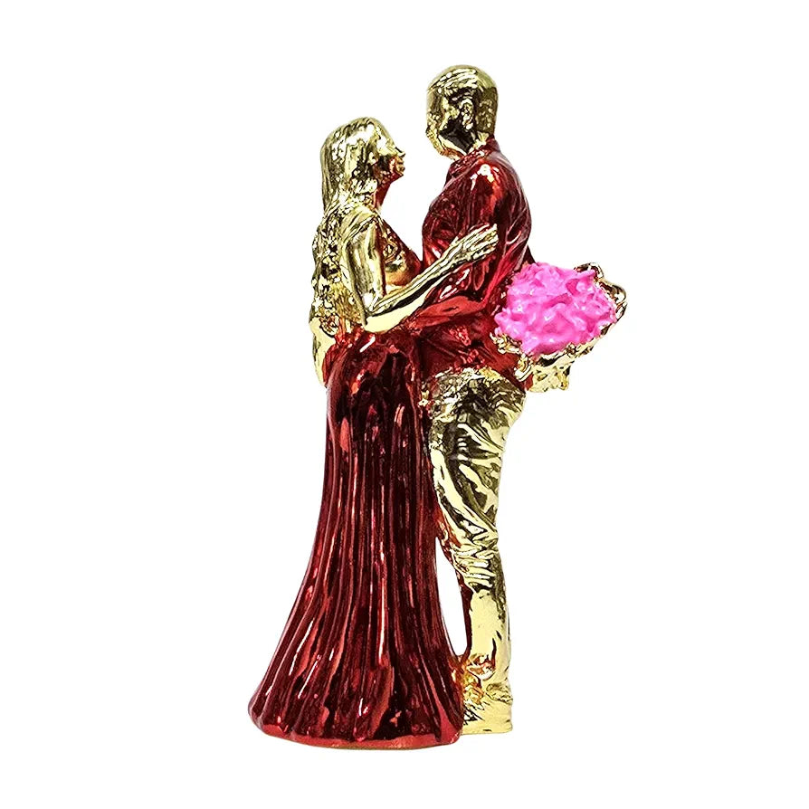 Gold Art India Romantic Couple Figurine Gold-Plated with Red Dress – 6 Inch