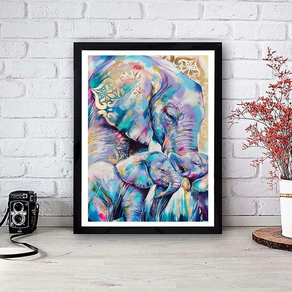 HASTHIP® Elephant Diamond Painting Kit with Round Diamonds,5D Diamond Painting Kit for Adults & Kids,30 X 40cm Full Drill Elephant Gem Art for Home Wall Decor Gifts 