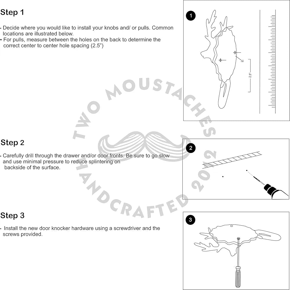Two Moustaches Reindeer Face Brass Door Knocker