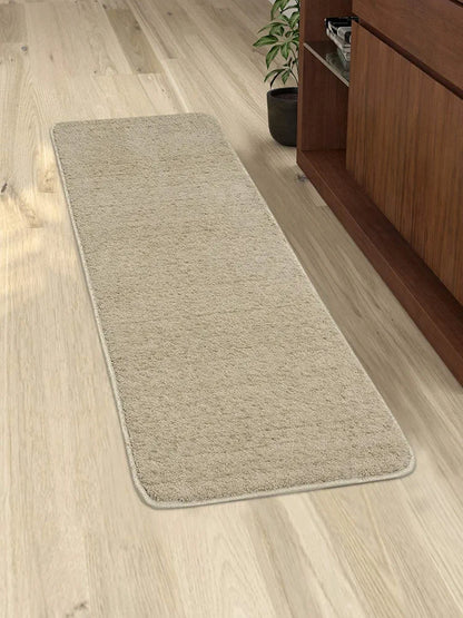 Saral Home Solid Neo Shaggy Yarn Durable & Washable Multipurpose Runner Colour Beige
