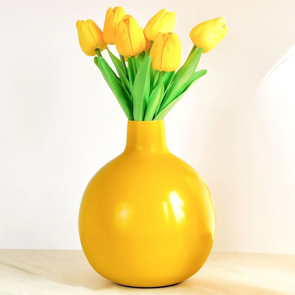 Behoma Metal Flower Vase Sunshine Yellow Flowers not Included