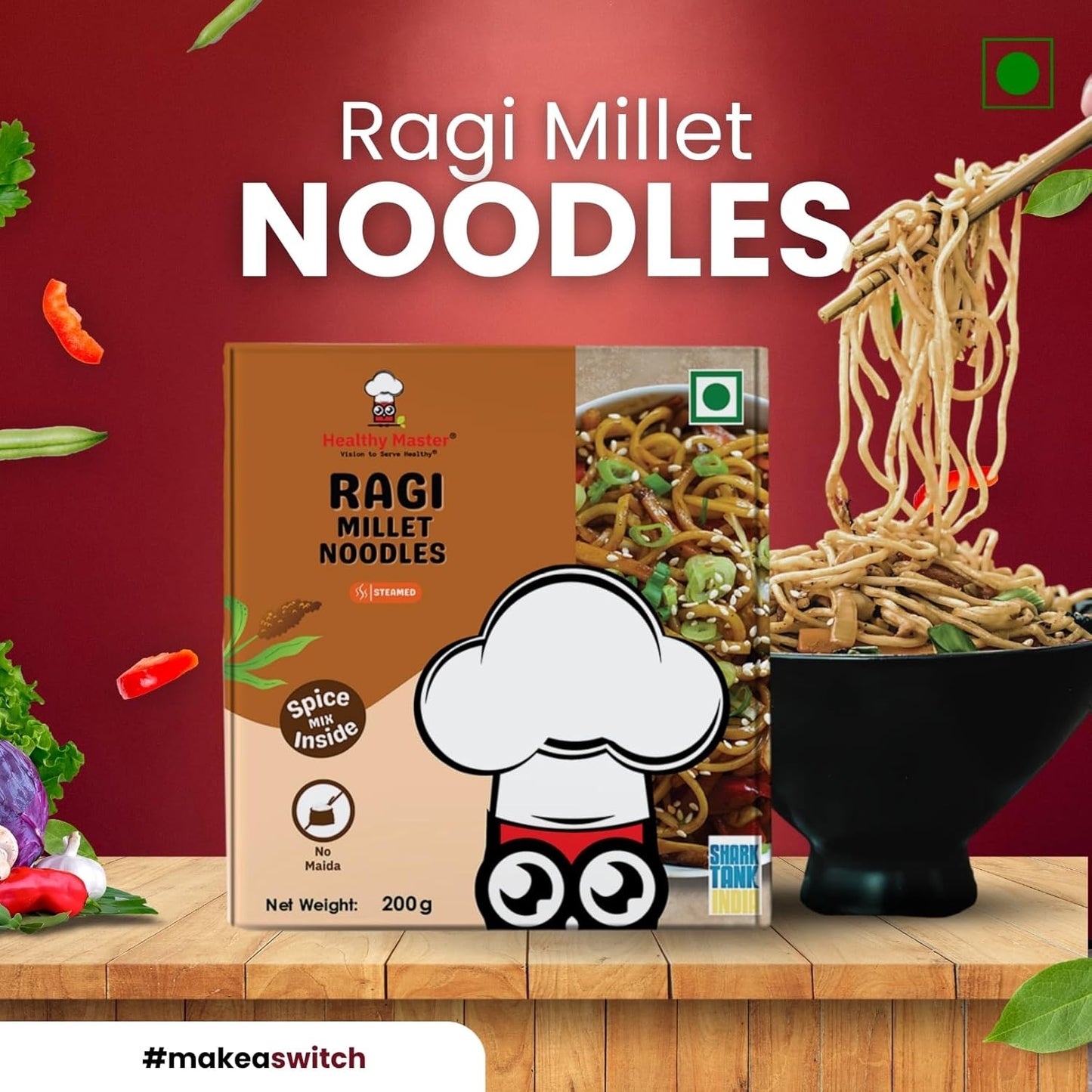 Healthy Master Ragi Millet Noodles - 200 gms Each (Pack of 2)