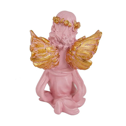 Zart Angel Girl Gold Winged Statue for Home Decor Item