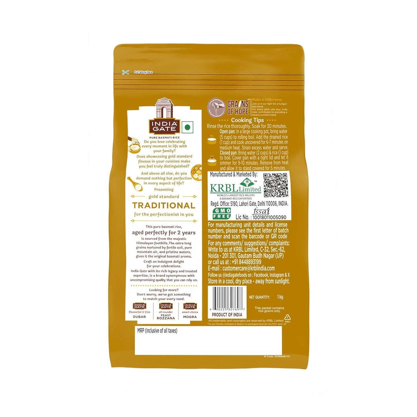 India Gate Traditional Pure Basmati Rice - 1000 gms