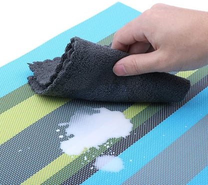 Pepplo Placemats Set of 6 for Dining Table Heat Resistant Washable Place Mats Bluegreen PLC09C6