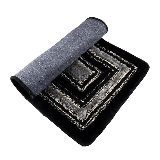 Kuber Industries Door Mat Square Shape Fur Doormat Microfiber Gray & Black