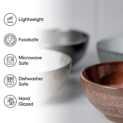 Anko Hand Glazed Mini Bowls Set of 4 Terracotta Designer Dessert Cup Pink Grey Brown Rose