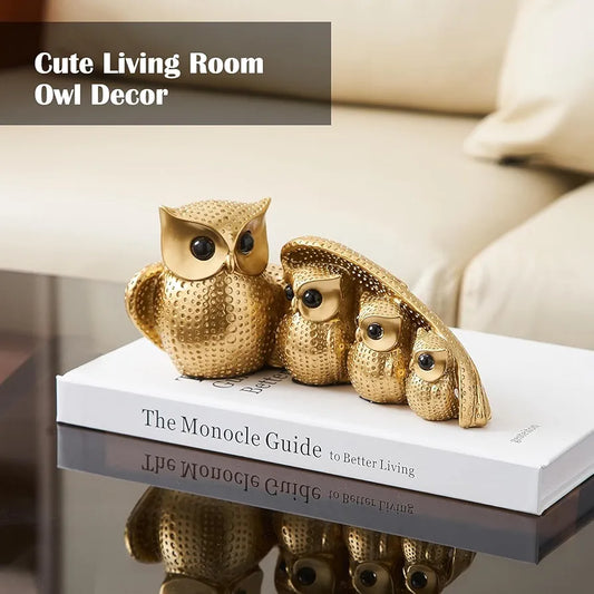 Xtore Golden Owl Family  for Home Decor