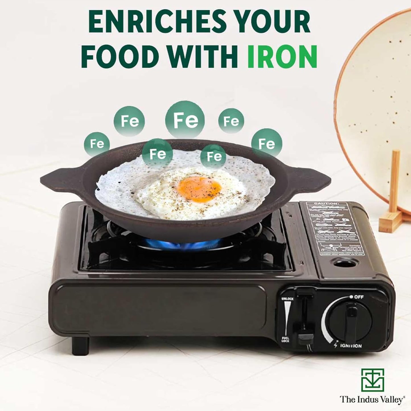 The Indus Valley Pre-seasoned Cast Iron Appam Pan With Glass Lid | Gas Compatible | Nonstick Appam Pan