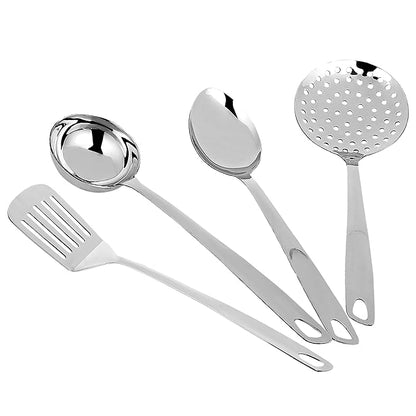 Axiom Stainless Steel Kitchen Tools Set of 4 pcs Non-Stick Set of Ladle Karchi Solid Spoon