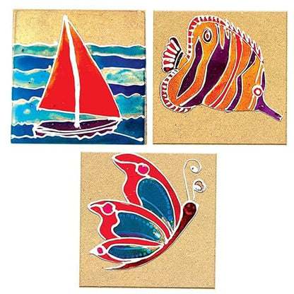 Toykraftt Glass Painting Kit For Kids Art And Craft Activity For Kids Glass Painting Acrylic Coasters