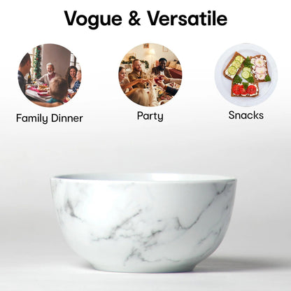 Anko 6 inch Marble Porcelain Bowls Set of 2 600ml White Soup Salad Dessert