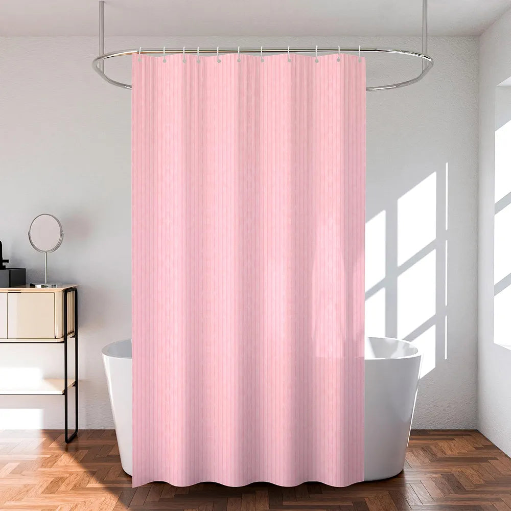 Kuber Industries Shower Curtain Bathroom Shower Curtain 8 Rings Curtain Lining Pink