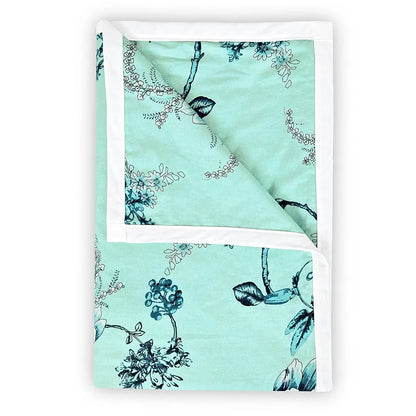 Divine Casa Floret 100% Cotton Double Dohar 120 GSM Soft & Lightweight Throw Blanket Colour Winter Fern