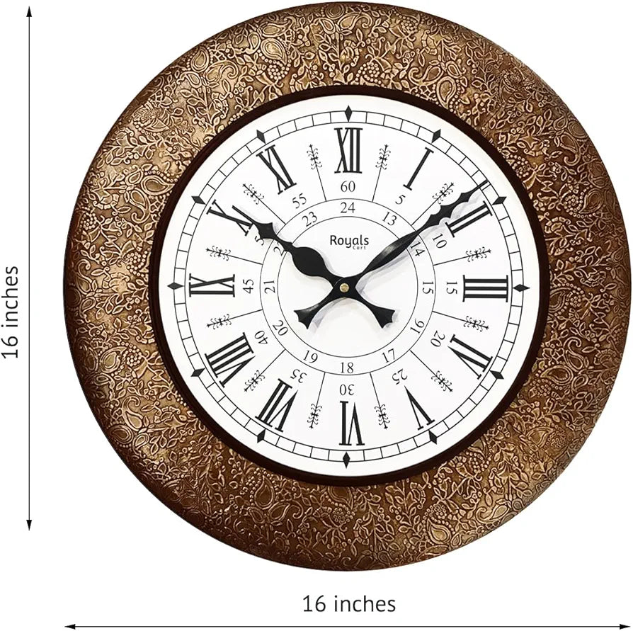 RoyalsCart Analog Wall Clock For Elegant Clock Size - 16 X 16 Inches Gold