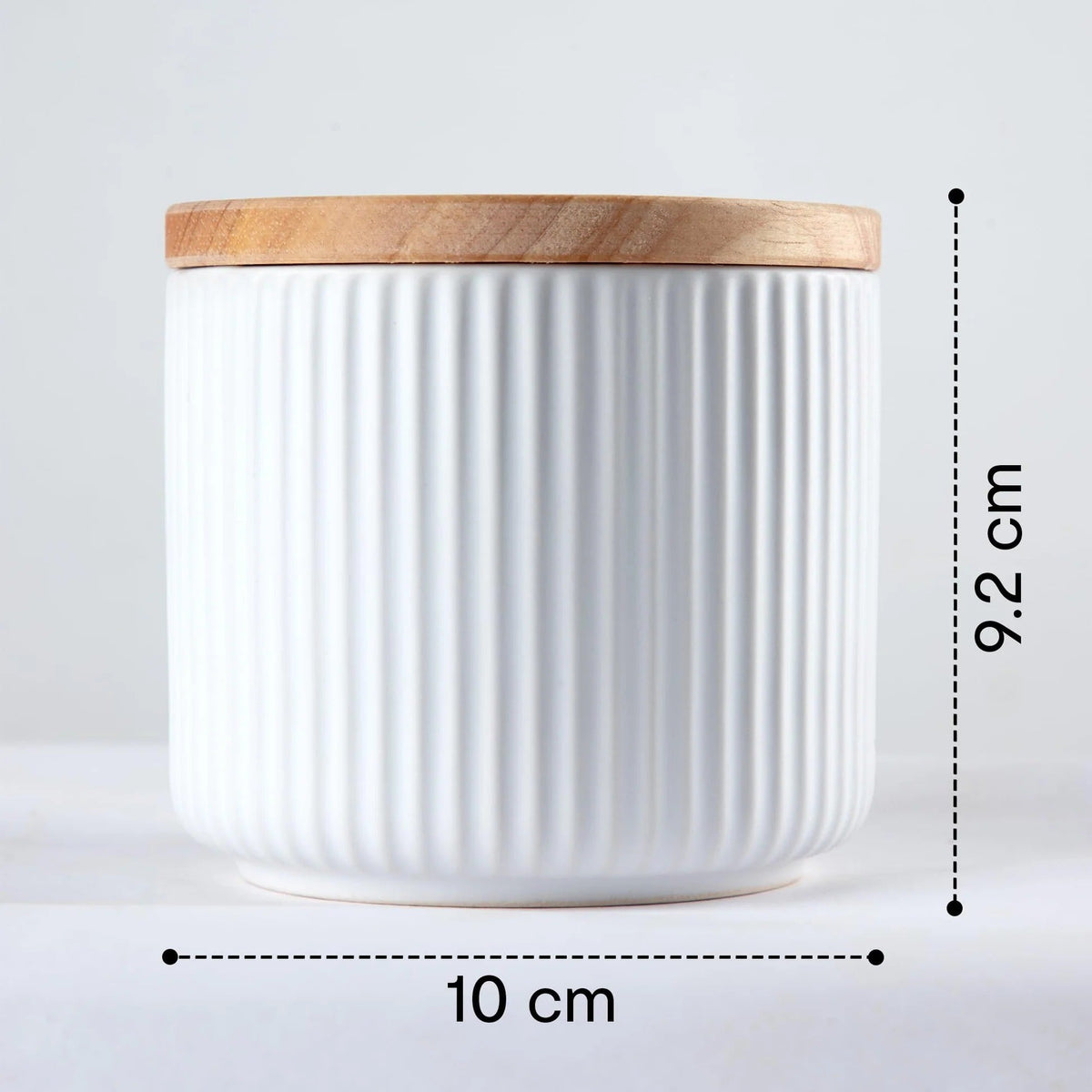 Anko Set of 3 Stoneware Ceramic Jars 400ml | Rubberwood Lid & Silicone Ring | Beige