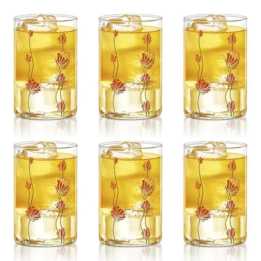 Borosil 295 Ml Set of 6 Piece Buds Vision Transparent Drinking Glass