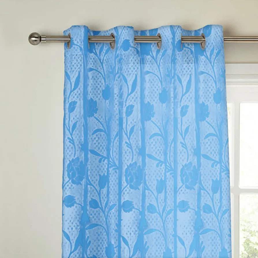 Cloth Fusion Sheer Curtain Door 7 Feet Rose-Aqua