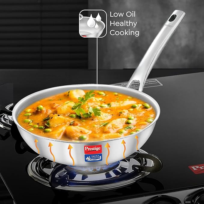 Prestige 24cm 1.7L Tri-Ply Splendid Fry Pan Gas and Induction Compatible