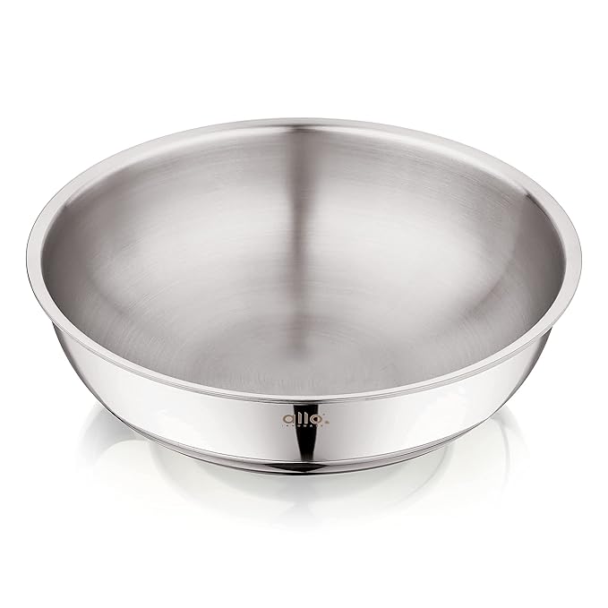 Allo Triply Stainless Steel Tasla Ideal Tasla for Curry Stir-Fry Deep-Fry 22cm 2 litres Kadhai