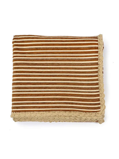 Saral Home Easy Living Polyester, Polyester Blend Striped Soft Decorative Viscose Chenille Sofa Covers/throw Colour Red & Red
