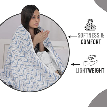 Divine Casa 120 GSM Microfiber Single Bed Comforter Soft & Lightweight Reversible AC Blanket Colour Celestial Blue