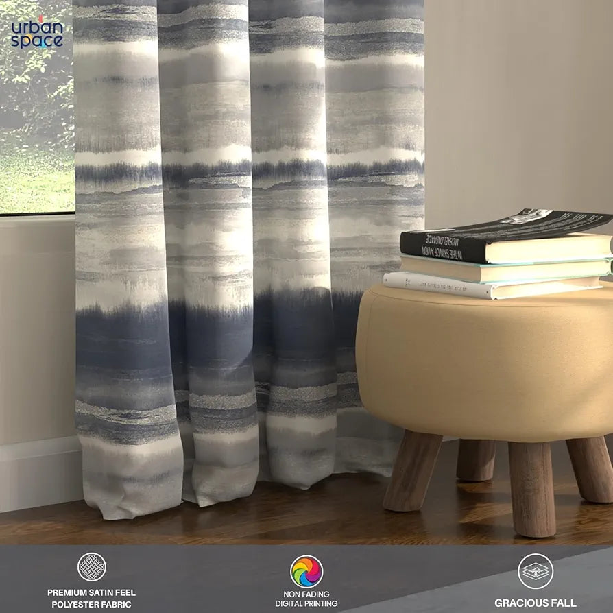 Urban Space Digital Printed Blackout Curtains for Door Bedroom Room Darkening Blackout Kids Decorative Curtains Coastal Tides Navy
