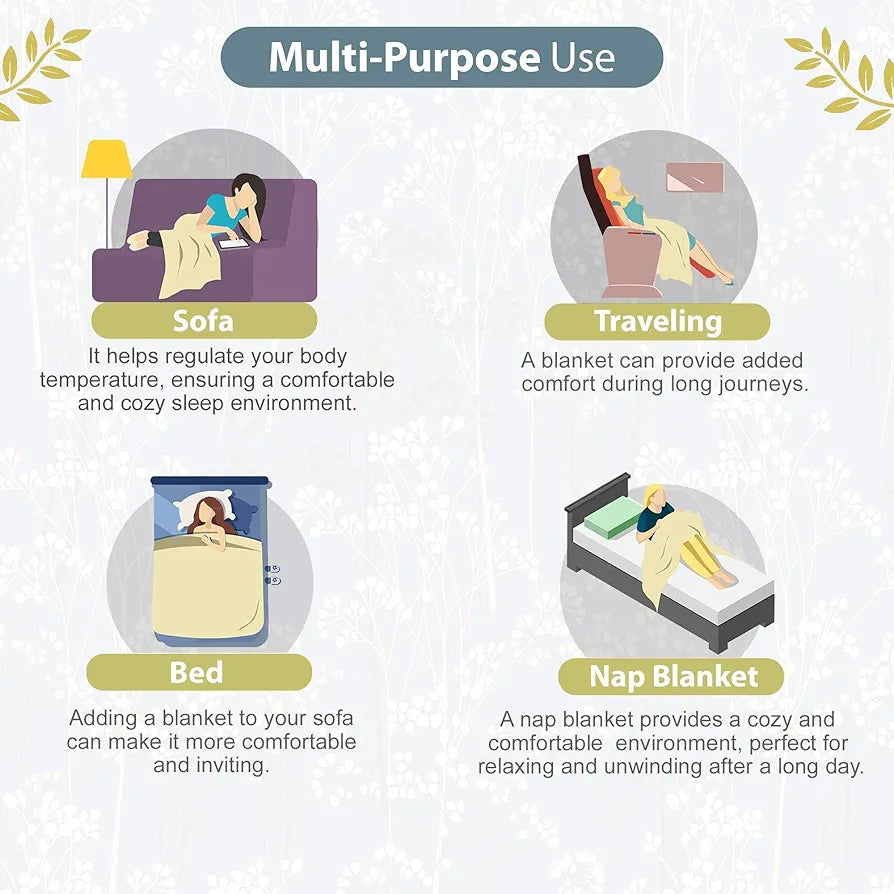 Divine Casa Microfiber Floral Single Dohar 120 GSM Soft & Lightweight Throw Blanket Colour Grey & White