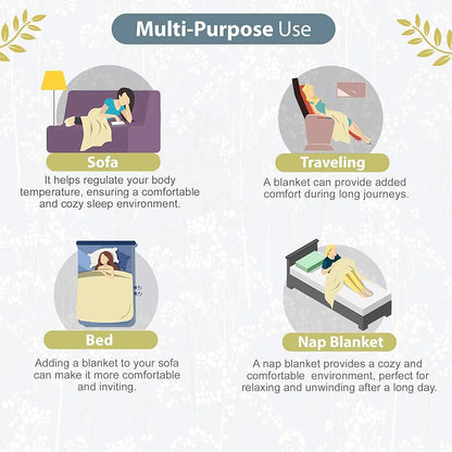 Divine Casa Microfiber Floral Single Dohar 120 GSM Soft & Lightweight Throw Blanket Colour Grey & White